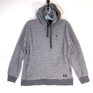 Volcom Gray Pullover Hoodie Mens Small Deep Side Pocket Drawstring Sweatshirt